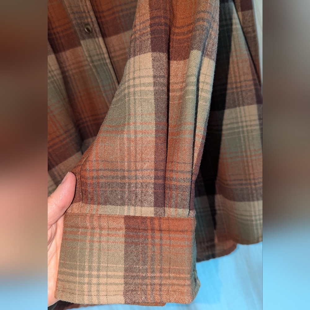 🆕 Pendleton Canyon Umatillo 100% Wool L Western Shirt L Rust Taupe Brown Plaid - Picture 6 of 15